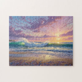 Mooie strandgolven en kustkunst legpuzzel