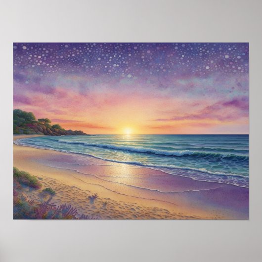 Mooie strandgolven en kustkunst poster (Voorkant)
