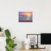 Mooie strandgolven en kustkunst poster (Thuiskantoor)