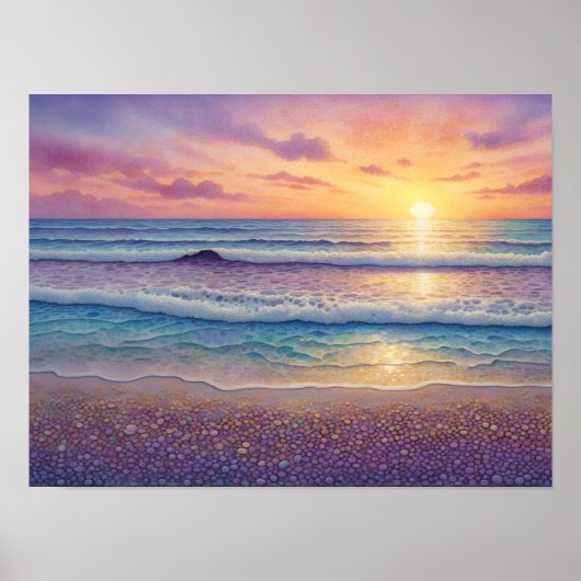 Mooie strandgolven en kustkunst poster (Voorkant)