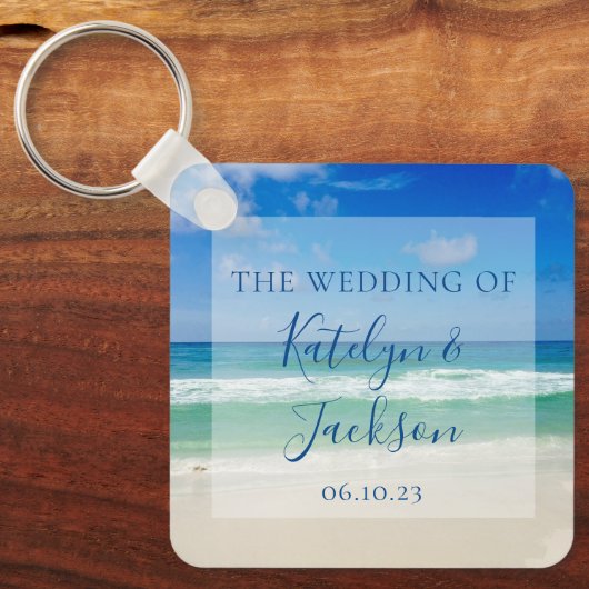Mooie Strandgolven Fotografie Custom Wedding Sleutelhanger (Voorkant)