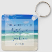 Mooie Strandgolven Fotografie Custom Wedding Sleutelhanger (Achterkant)