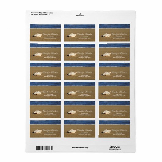 Mooie strandgolven | Zeeschelp nautische bruiloft Etiket (Full Sheet)