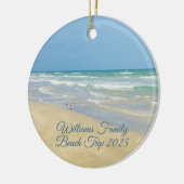Mooie strandhuis kerstherdenking keramisch ornament (Links)