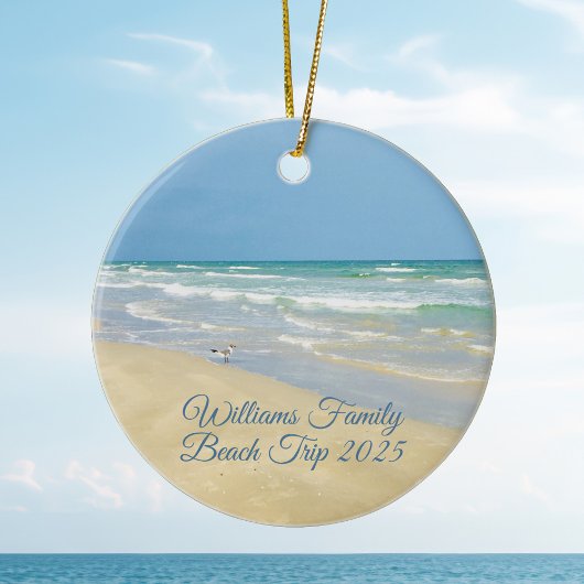Mooie strandhuis kerstherdenking keramisch ornament