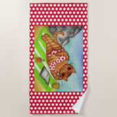 Mooie strandkat handdoek  (Voorkant)