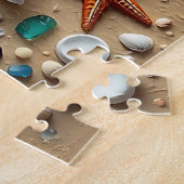 Mooie strandscène met palmbomen legpuzzel (Zijkant)