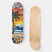 Mooie strandscène met palmbomen   persoonlijk skateboard (Voorkant)