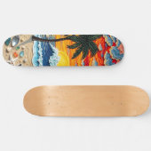 Mooie strandscène met palmbomen   persoonlijk skateboard (Horizontaal)