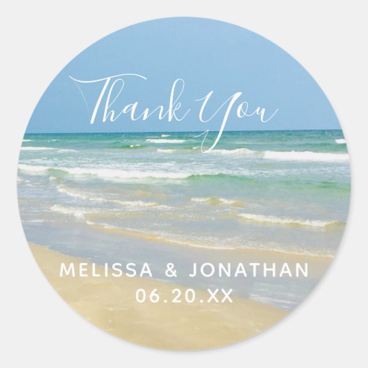 Mooie strandwieg voor de kust Dank je Ronde Sticker (Voorkant)