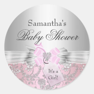 Mooie strik en bloem baby shower sticker
