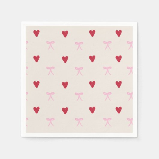 Mooie strik en hartjes servetten (Voorkant)