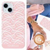 Mooie strik met eigen naam roze iPhone 15 case