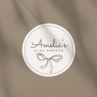 Mooie Strik Neutrale Baby Shower Ronde Sticker
