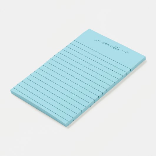 Mooie Strikte Handtekening Naam Donker Teal Lijnen Post-it® Notes (Schuin)