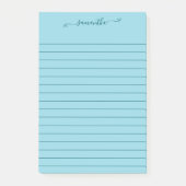 Mooie Strikte Handtekening Naam Donker Teal Lijnen Post-it® Notes (Voorkant)