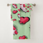 Mooie stripstijl rood en zwart hart geschenken bad handdoek (Insitu)