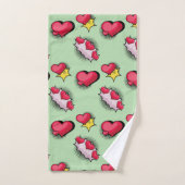 Mooie stripstijl rood en zwart hart geschenken bad handdoek (Handdoek)