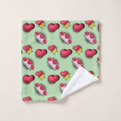 Mooie stripstijl rood en zwart hart geschenken bad handdoek (Wasdoekje)