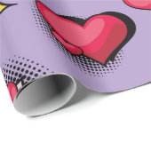 Mooie stripstijl rood en zwart hart geschenken cadeaupapier (Rol Hoek)