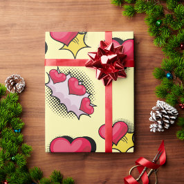 Mooie stripstijl rood en zwart hart geschenken cadeaupapier