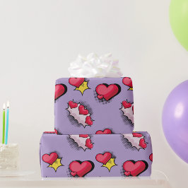 Mooie stripstijl rood en zwart hart geschenken cadeaupapier