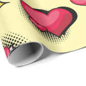 Mooie stripstijl rood en zwart hart geschenken cadeaupapier (Rol Hoek)