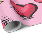 Mooie stripstijl rood en zwart hart geschenken cadeaupapier (Rol Hoek)