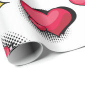 Mooie stripstijl rood en zwart hart geschenken cadeaupapier (Rol Hoek)