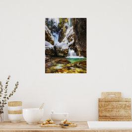 Mooie stroom in Gozd Martuljek eind van de winter Poster