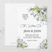 Mooie subtiele bloemen bruiloft kaart (Voorkant / Achterkant)