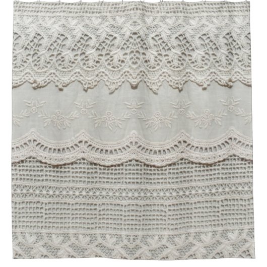 Mooie, subtiele, witte textielvlies dicht bij elka douchegordijn (Voorkant)