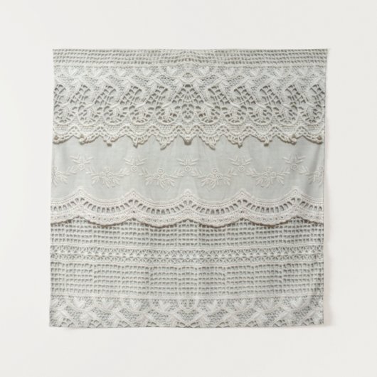 Mooie, subtiele, witte textielvlies dicht bij elka wandkleed (Voorkant)