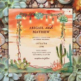 Mooie Succulente Cactus Sunset Boho Bruiloft Kaart