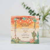 Mooie Succulente Cactus Sunset Boho Bruiloft Kaart (Staand voorkant)