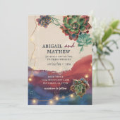 Mooie Succulente Cactus Sunset SoCal Bruiloft Kaart (Staand voorkant)