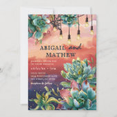 Mooie Succulente Cactus Sunset SoCal Bruiloft Kaart (Voorkant)