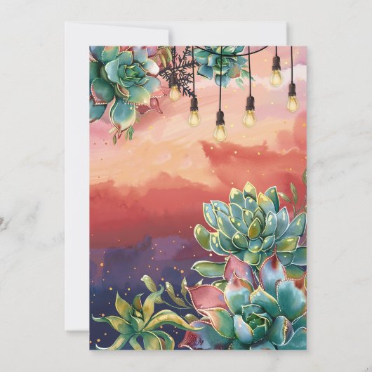 Mooie Succulente Cactus Sunset SoCal Bruiloft Kaart (Achterkant)