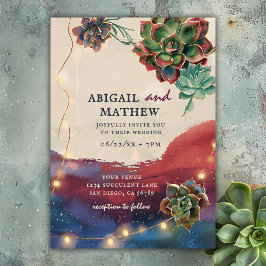 Mooie Succulente Cactus Sunset SoCal Bruiloft Kaart