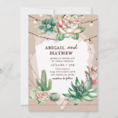 Mooie Succulente Cactus Zon Geometrische Bruiloft Kaart (Voorkant)