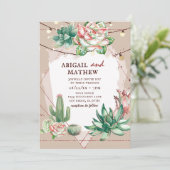 Mooie Succulente Cactus Zon Geometrische Bruiloft Kaart (Staand voorkant)