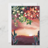 Mooie Succulente Cactus Zonsondergang Bruiloft Kaart (Achterkant)