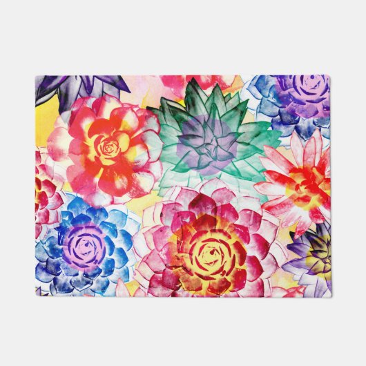 Mooie Succulente Planten Artsy Aquarel Deurmat (Voorkant)