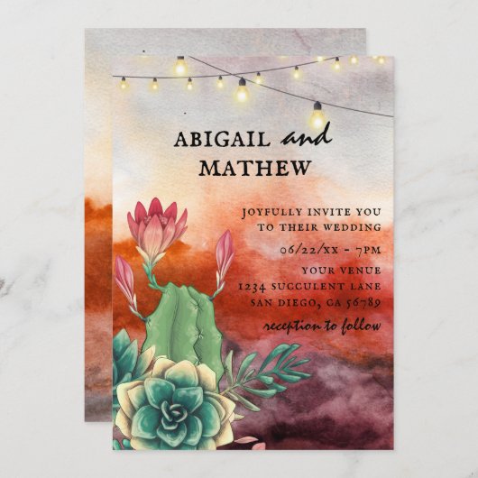 Mooie Succulente Zonsondergang Verbrande Sinaasapp Kaart (Voorkant / Achterkant)