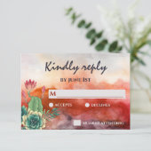 Mooie Succulente Zonsondergang Verbrande Sinaasapp RSVP Kaartje (Staand voorkant)