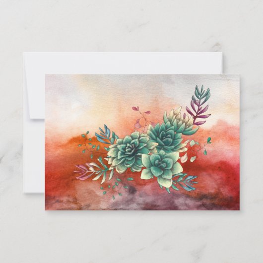 Mooie Succulente Zonsondergang Verbrande Sinaasapp RSVP Kaartje (Achterkant)