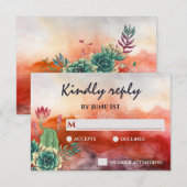 Mooie Succulente Zonsondergang Verbrande Sinaasapp RSVP Kaartje (Voorkant / Achterkant)