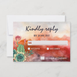 Mooie Succulente Zonsondergang Verbrande Sinaasapp RSVP Kaartje