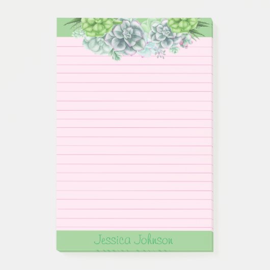 Mooie succulenten liefhebbers gepersonaliseerde ge post-it® notes (Voorkant)