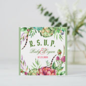 Mooie Succulenten Trouw RSVP Kaart (Staand voorkant)